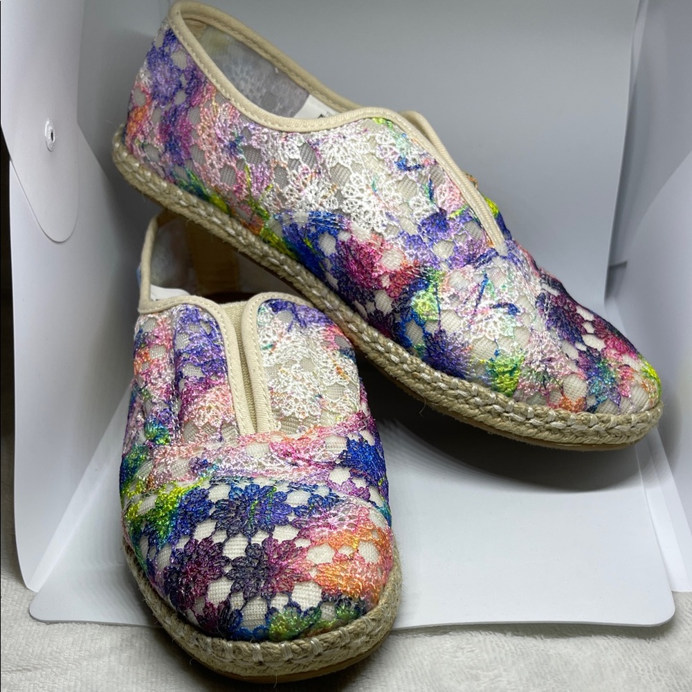 Toms Rainbow Floral Lace Espadrille Slip-Ons